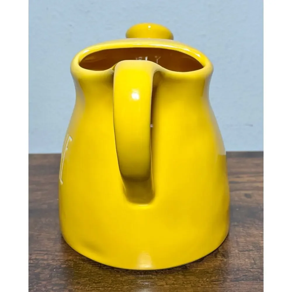 Rae Dunn Yellow 6” Ceramic “Shine” Water Pitcher Plant Watering Can Retired